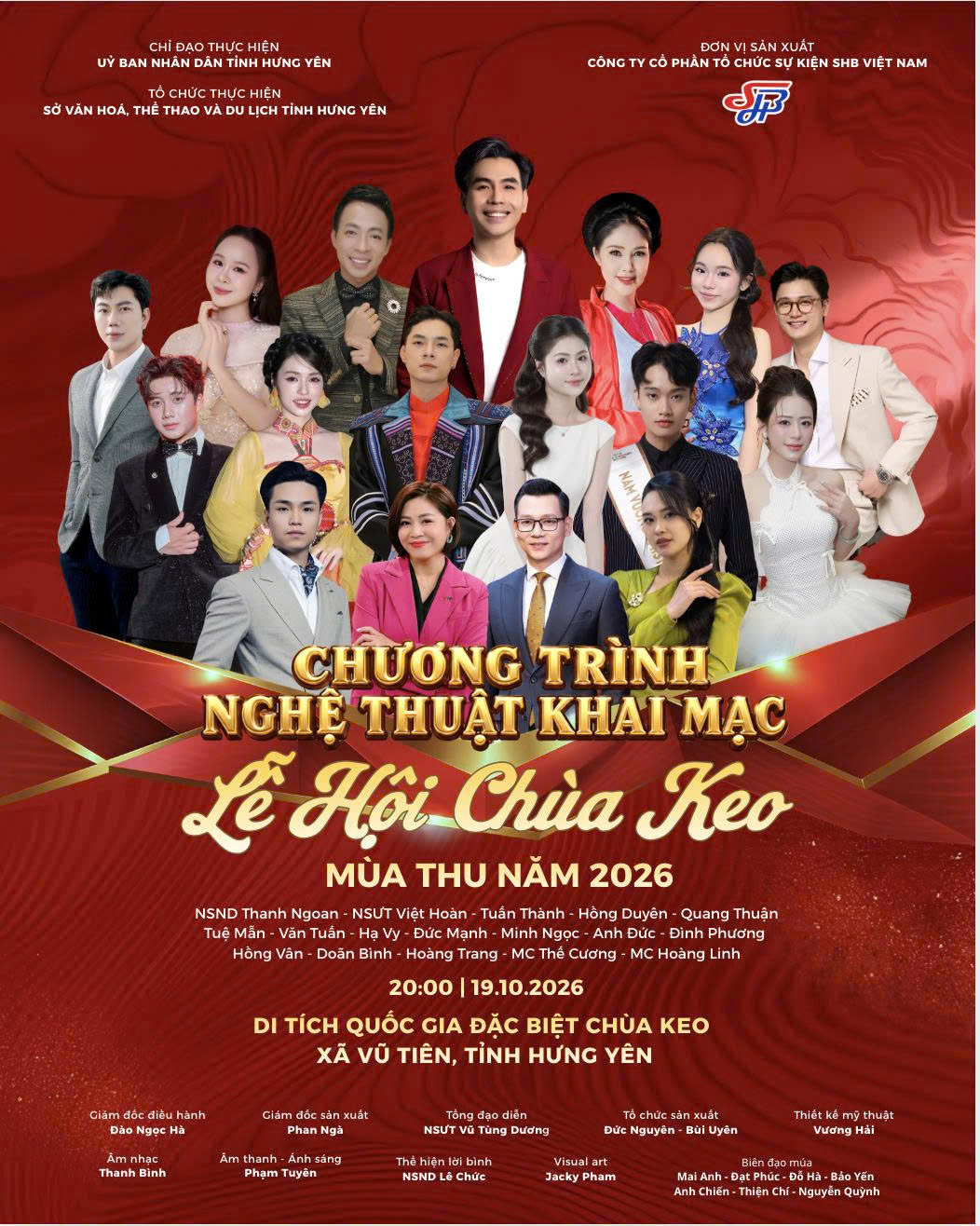 Chương trình nghệ thuật khai mạc Lễ hội Chùa Keo mùa thu năm 2026 diễn ra vào tối 19/10
